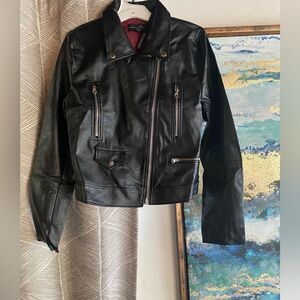 Love tree black women's biker jacket